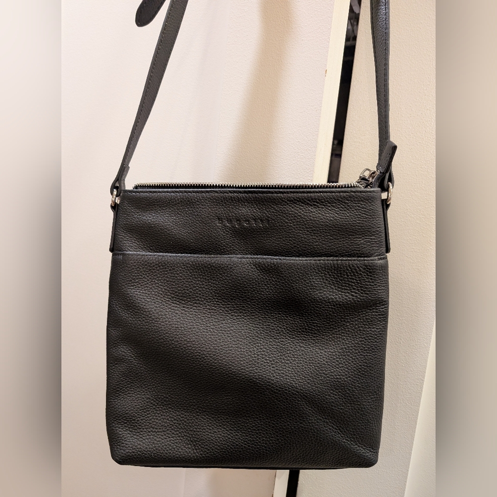 Bugatti Black Real Leather Crossbody Bag